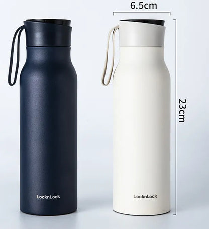 Blue stainless steel portable vacuum cup by BACKUPMYFILESNOW.COM®, 500ml, with a sleek design and spill-proof lid.