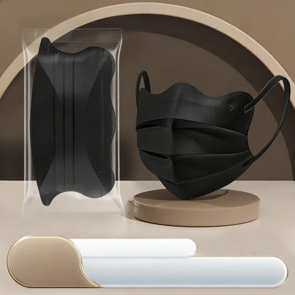 Disposable face masks with wide flat earloops, individually wrapped, 3-layer spunlace non-woven fabric, lightweight and comfortable.
