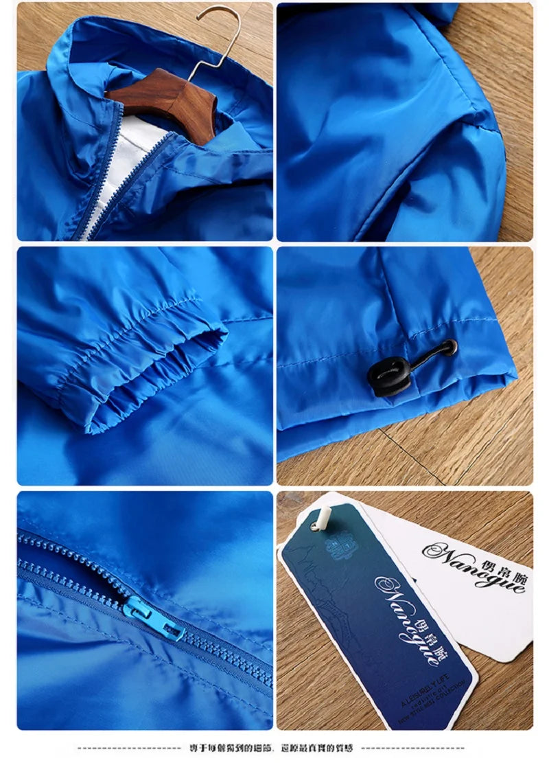Blue men's SpaceX logo hoodie with zipper, casual spring and autumn jacket, protective racing suit style, sporty and comfortable.