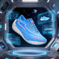 Blue men's sports running shoes from BackupMyFilesNow.com with shock absorption, breathable mesh, ideal for jogging and off-road running.