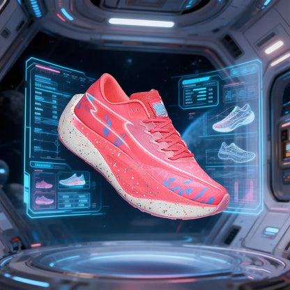Blue men's and women's athletic running shoes with shock absorption, breathable design, ideal for jogging, marathon, and off-road running.