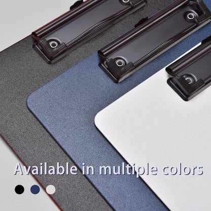 Blue A4 file folder clipboard with writing pad, memo clips, and test paper storage organizer for school and office supplies.