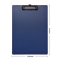 Blue A4 file folder clipboard with writing pad, clips, and test paper storage for school and office organization.