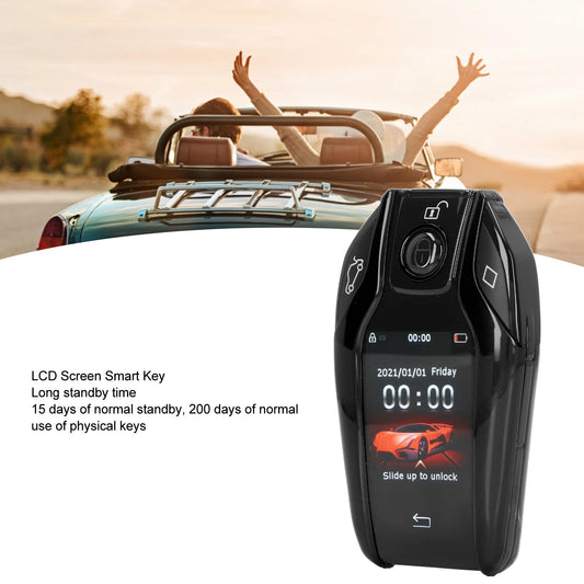 Blue BackupMyFilesNow.com Car Smart Key with LCD touchscreen, universal remote keyless entry for start-stop engine button models