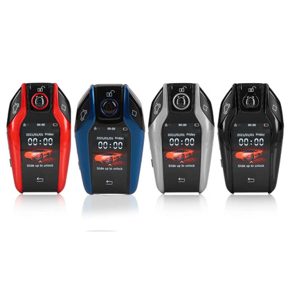 Blue BackupMyFilesNow.com Car Smart Key with LCD touch screen, universal remote keyless entry for start-stop engine button models