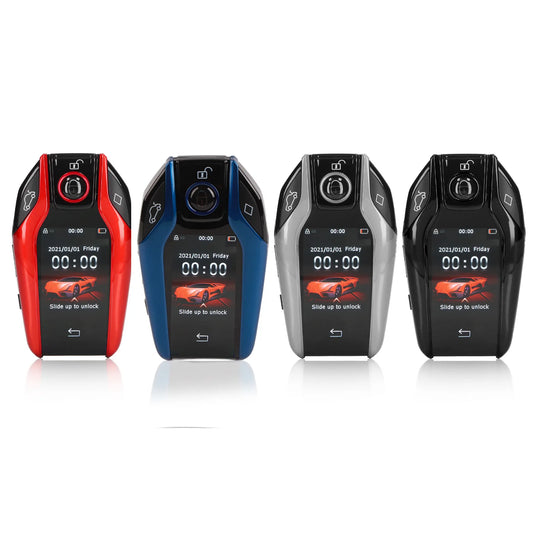 Blue BackupMyFilesNow.com Car Smart Key with LCD touch screen, universal remote keyless entry for start-stop engine button models