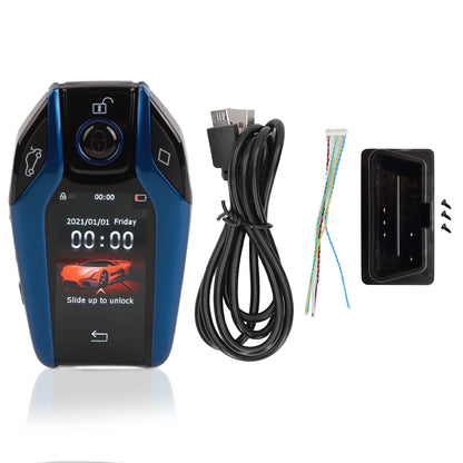 Blue universal Car Smart Key with LCD touch screen remote for keyless entry and start/stop engine button models