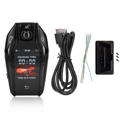 Blue BackupMyFilesNow.com Car Smart Key with LCD touch screen, universal remote keyless entry for start-stop engine button models
