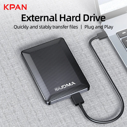 BackupMyFilesNow UDMA USB 3.0 external hard drive in blue, with 320GB, 500GB, or 1TB storage capacity for PC and laptop backup.