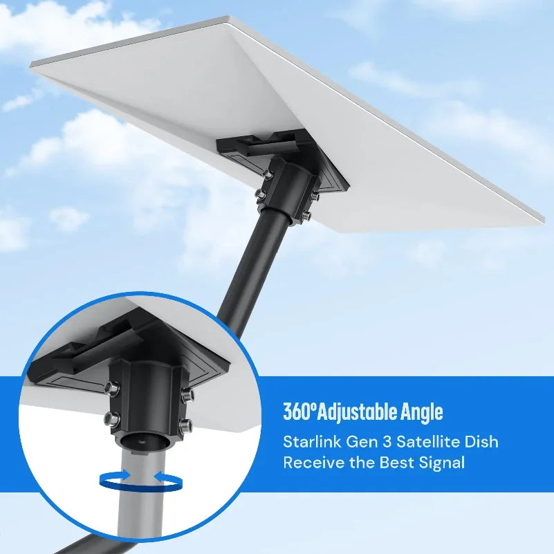 Blue pipe adapter for Starlink Gen 3 roof pole mount, wall stand, round mounting kit, compatible with Starlink V3 Standard Dish.