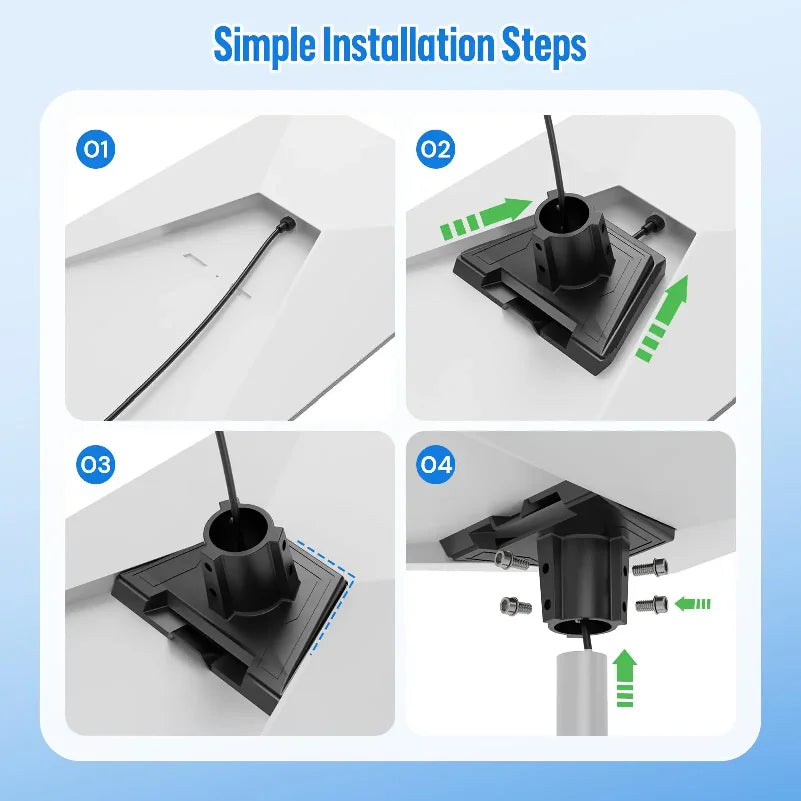 Blue pipe adapter for Starlink Gen 3 roof pole mount, wall stand, and round mounting kit, compatible with Starlink V3 Standard Dish.