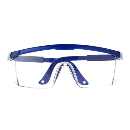 Blue waterproof protective glasses by BACKUPMYFILESNOW.COM® for work safety, anti-splash eye protection, cycling, and dustproof use.