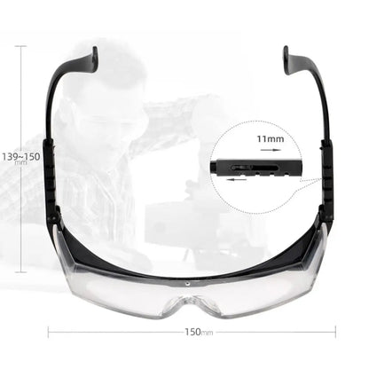 Blue waterproof protective glasses from BACKUPMYFILESNOW.COM® with anti-splash safety goggles for work and cycling eye protection.