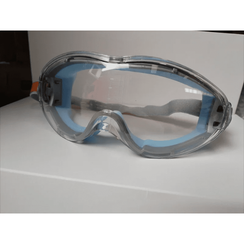 Blue fully enclosed cycling goggles by BACKUPMYFILESNOW.COM® with anti-dust, anti-fog, anti-scratch, and impact-proof safety features.