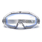 Industrial grade safety goggles with clear anti-fog lenses, fit over glasses, providing eye protection for men and women.