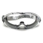 Blue industrial safety goggles with clear anti-fog lenses, designed to fit over glasses for eye protection in lab and industrial settings.