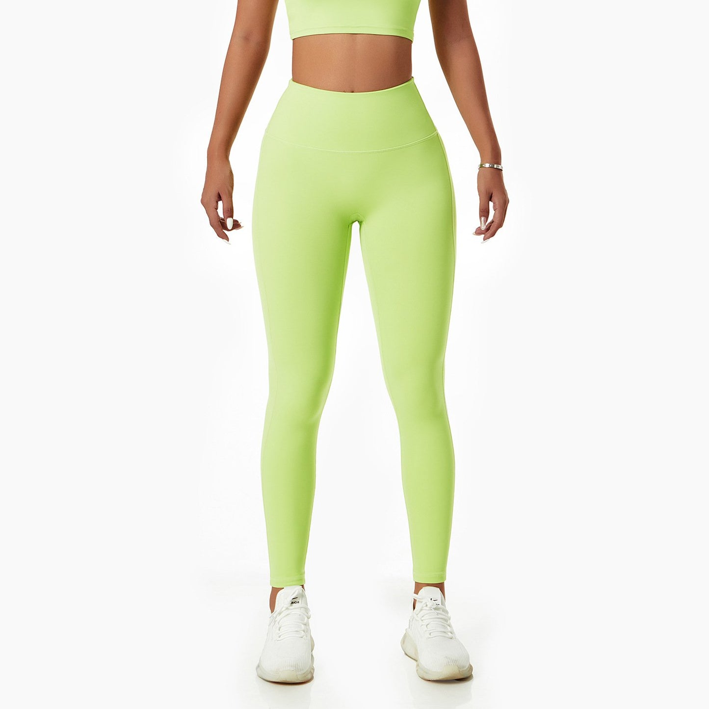 Blue women's high waist quick-drying yoga pants for running, designed for comfort and flexibility during exercise.