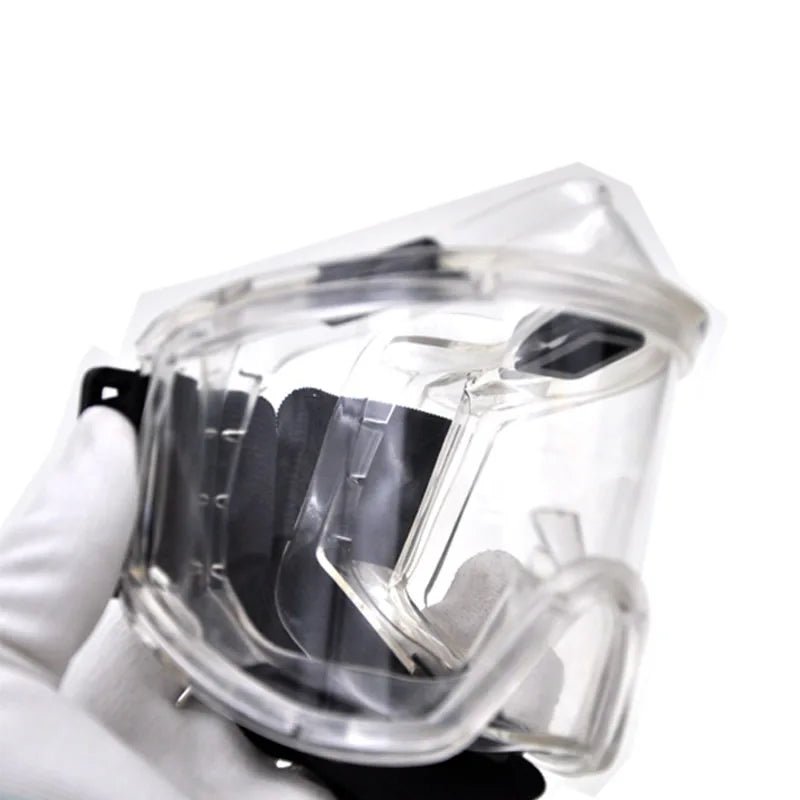 Blue anti-splash safety goggles by BACKUPMYFILESNOW.COM® with impact-resistant, windproof, and anti-dust protection for work and safety.