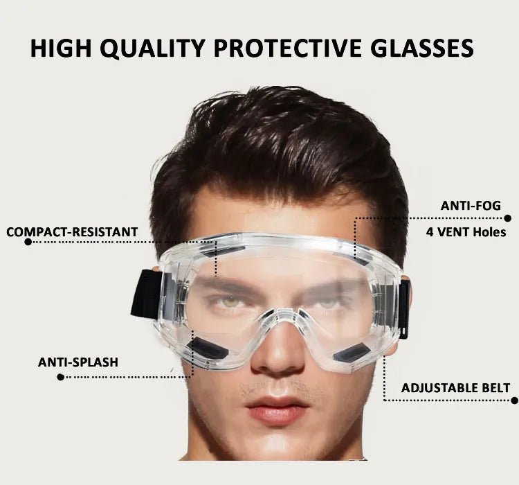 Blue anti-splash safety goggles by BACKUPMYFILESNOW.COM® with impact-resistant, windproof, anti-dust lenses for work and DIY safety.
