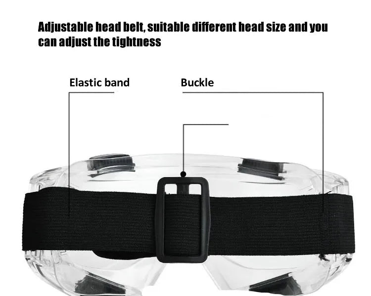 Blue anti-splash safety goggles by BACKUPMYFILESNOW.COM® with impact-resistant, windproof, anti-dust lenses for work and daily safety.