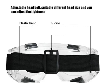 Blue anti-splash safety goggles by BACKUPMYFILESNOW.COM® with impact-resistant, windproof, anti-dust lenses for work and daily safety.