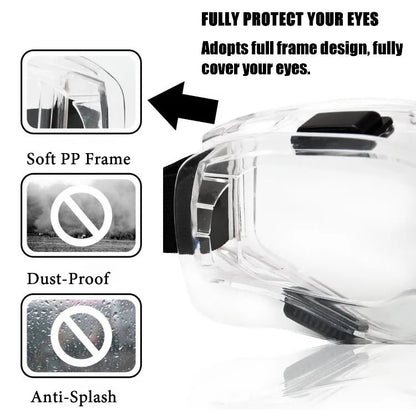 Blue impact-resistant safety goggles with wide view, windproof and anti-dust protective glasses for work, DIY, and daily safety.