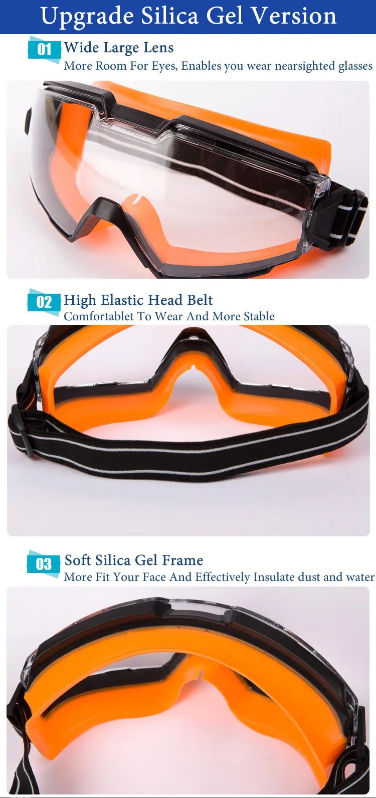 Blue anti-splash safety goggles by BACKUPMYFILESNOW.COM® with impact-resistant, windproof, anti-dust lenses for work and daily safety.