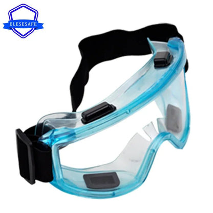Blue anti-splash safety goggles by BACKUPMYFILESNOW.COM® with impact-resistant, windproof, anti-dust lenses for work and DIY safety.