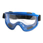 Blue anti-splash safety goggles by BACKUPMYFILESNOW.COM® with impact-resistant, windproof, and anti-dust protective glasses for work and safety.