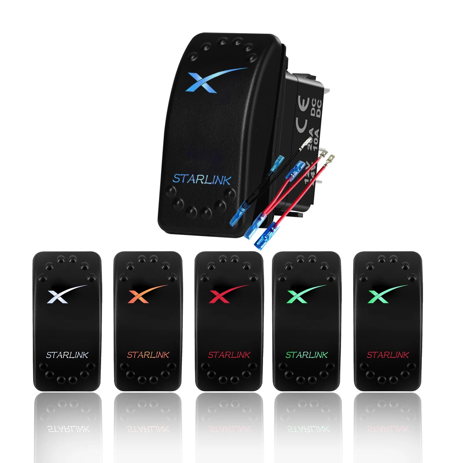 Blue and red LED 12V Starlink rocker switch, waterproof marine toggle switch for Starlink dish antenna and router control on SUV.