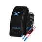 Blue and red LED 12V Starlink Rocker Switch for waterproof marine toggle control of Starlink dish antenna and router in vehicles.