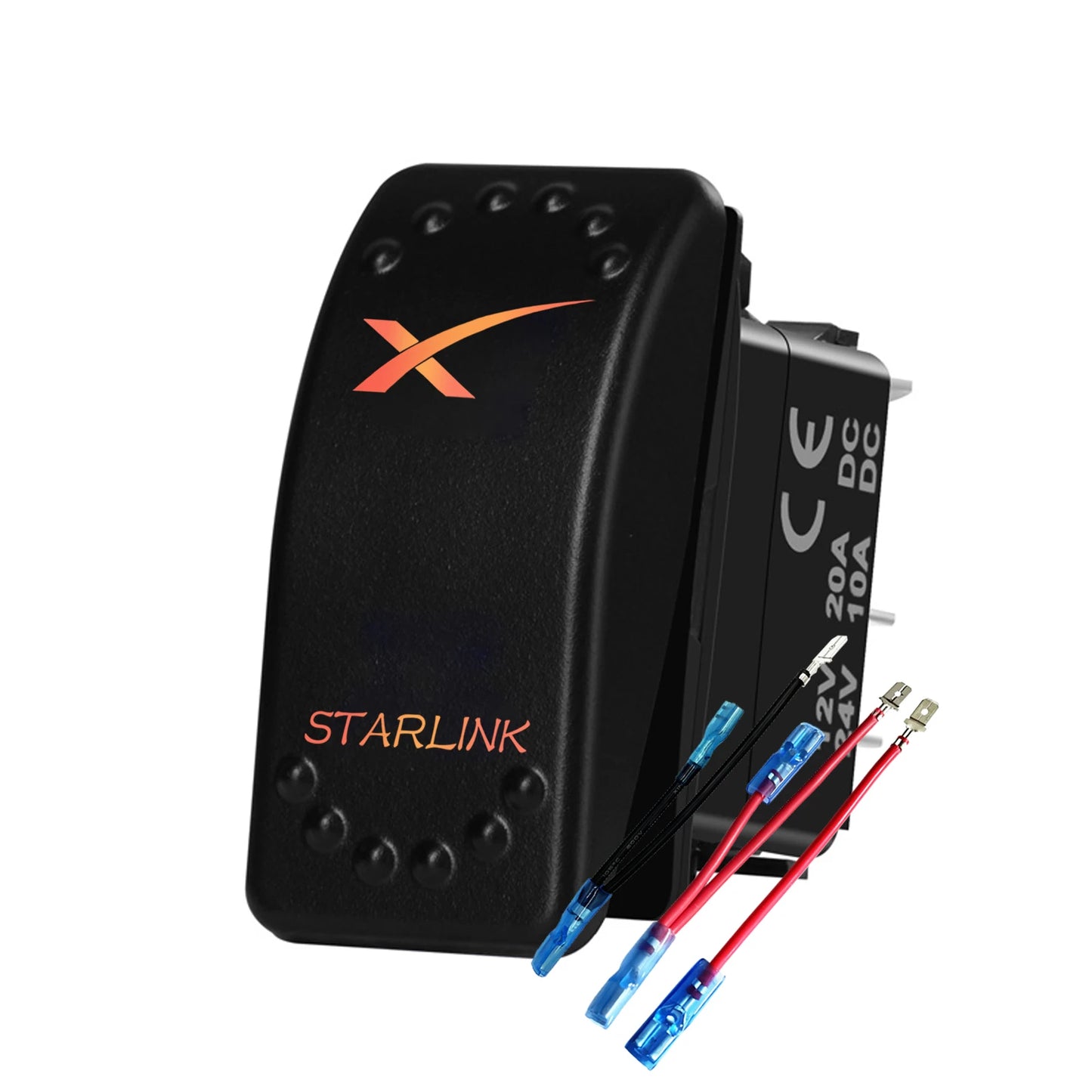 Blue and red LED 12V Starlink rocker switch, waterproof marine toggle switch for Starlink dish antenna and router control.