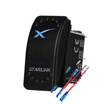 Blue and red LED 12V Starlink rocker switch, waterproof marine toggle switch for Starlink dish antenna and router control.