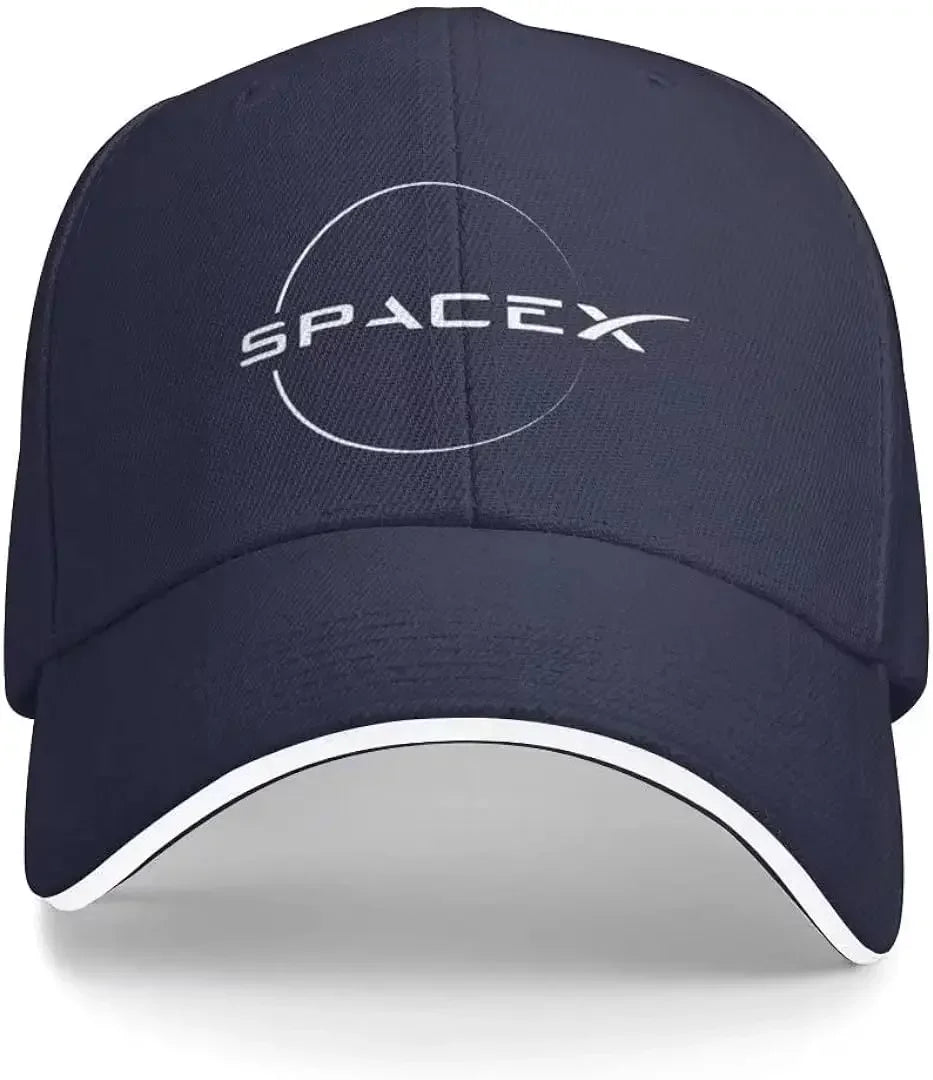 Blue SpaceX baseball cap for men and women, adjustable space-themed fashion hat with athletic style.