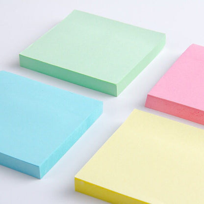Blue square colorful sticky notes with cartoon printed designs, ideal for office supplies and note-taking.
