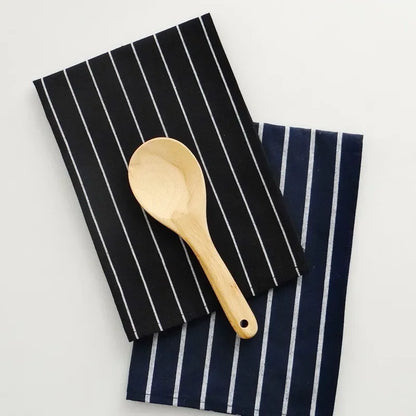 Blue striped cotton kitchen tea towel with classic plaid design, 40x60cm dish cleaning cloth for home, party, and table decor.