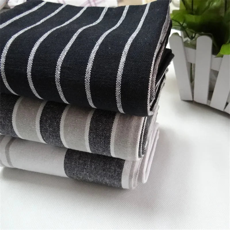 Blue striped cotton kitchen tea towel, 40x60cm, classic plaid dishcloth for cleaning and home table decor.