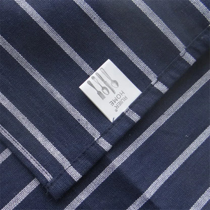 Blue striped cotton kitchen tea towel, 40x60cm, classic plaid design, ideal for dish cleaning, home decor, and table setting.