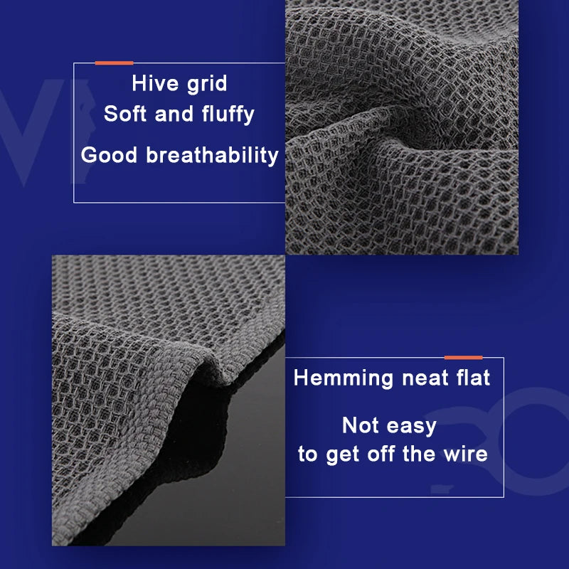 Blue cotton dishcloths with honeycomb pattern, soft, absorbent kitchen rags for cleaning, face wash, and household use.