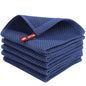 Blue cotton dishcloth set with honeycomb texture, soft and absorbent kitchen towels for cleaning and face washing.