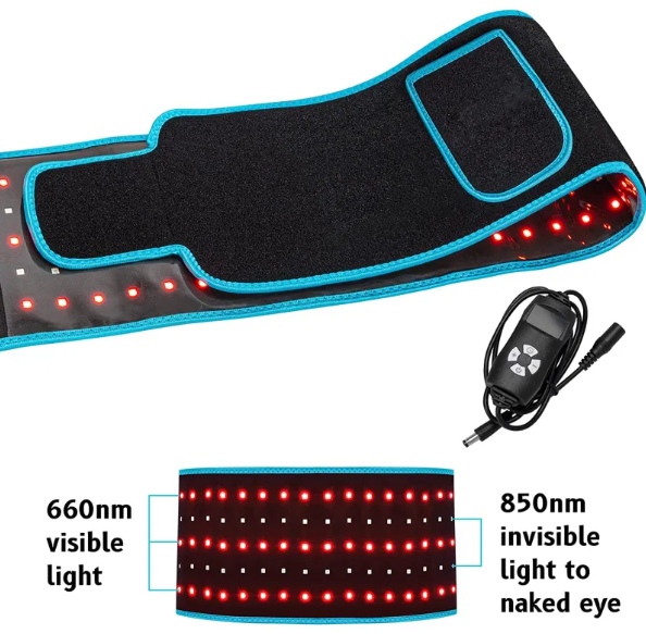 Blue LED infrared belt therapy device from BackupMyFilesNow.com, designed for targeted infrared pain relief and muscle comfort.