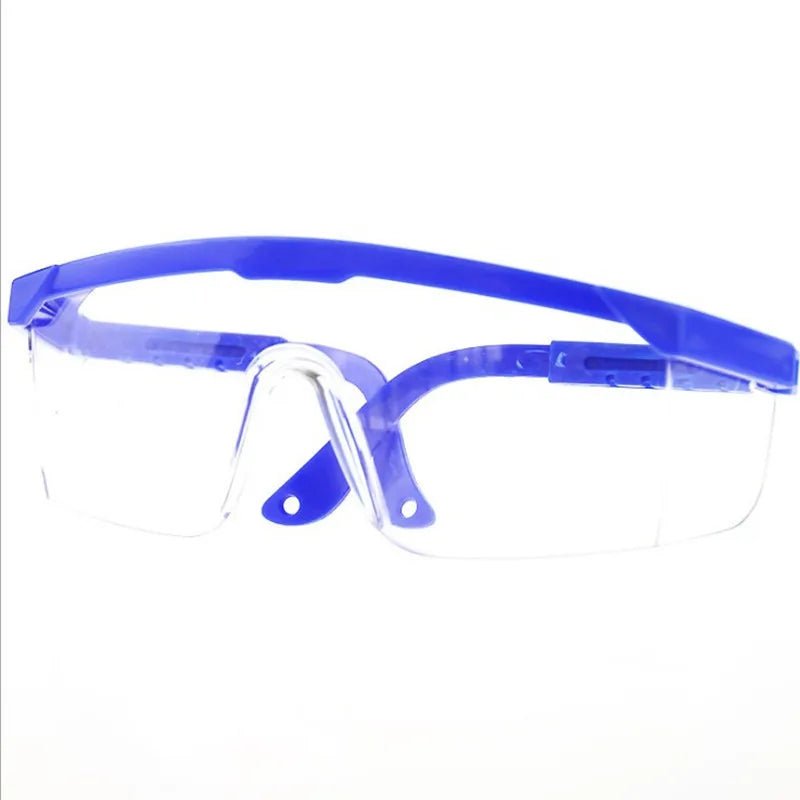 Blue industrial safety goggles by BACKUPMYFILESNOW.COM® with anti-splash, wind, and dust-proof protection for motocross and cycling.