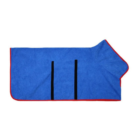 Blue pet bathrobe from BACKUPMYFILESNOW.COM®, fast drying towel designed for small pets, soft and absorbent for quick drying.