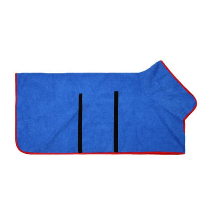 Blue XS pet bathrobe fast drying towel from BACKUPMYFILESNOW.COM®, designed for quick drying and comfort after baths.