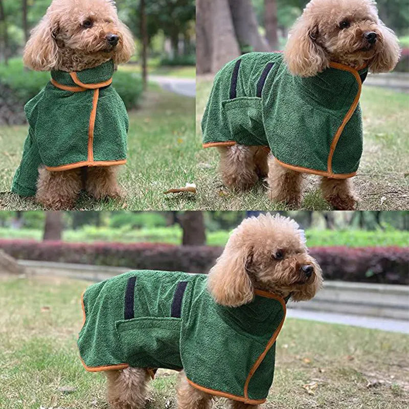 Blue pet bathrobe from BACKUPMYFILESNOW.COM®, quick-drying towel for drying small pets after baths.