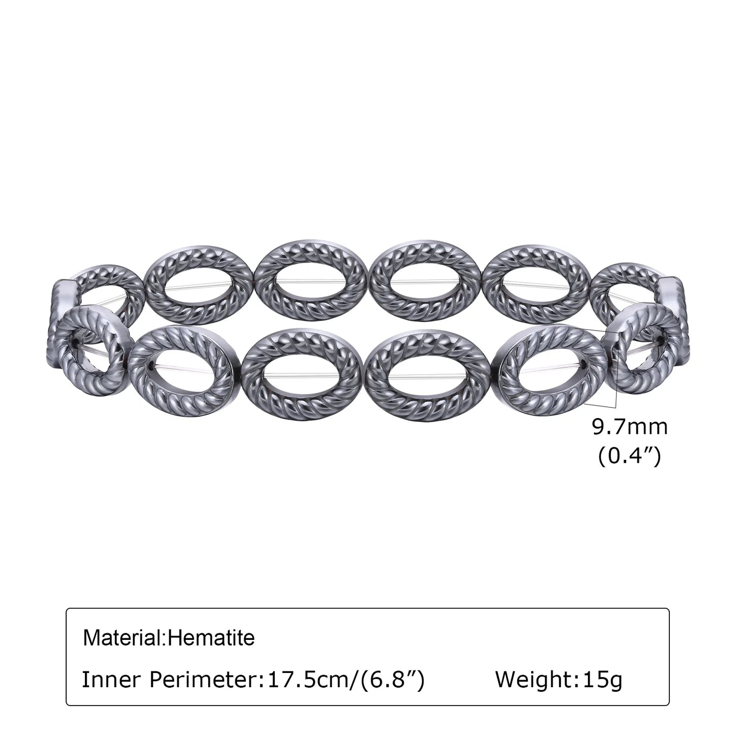 Black triangle beads stretch bracelet for men and women, unisex hematite wristband, handmade jewelry with gallstone accents.