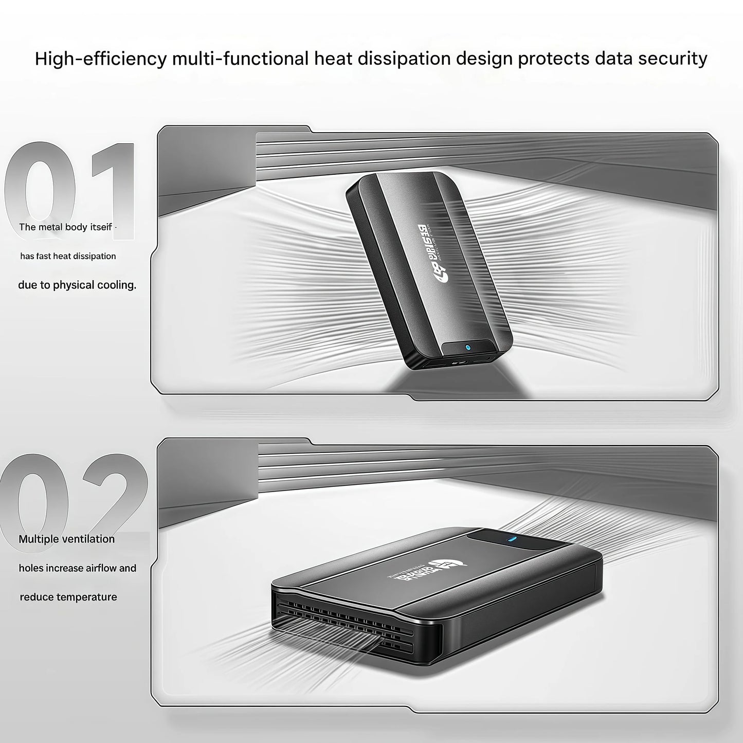 BackupMyFilesNow Data Fox Dual-Use External HDD X25, 2.5-inch metal USB 3.0 drive in black and silver for game storage and backups.