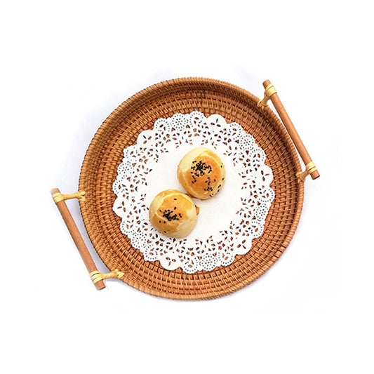 Upgraded rattan woven storage basket for snacks and fruits, featuring a natural design for organized kitchen or pantry use.