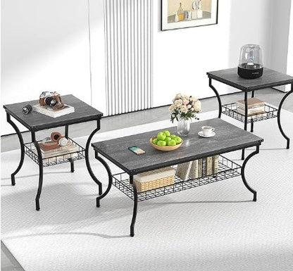 Brown 3-piece living room set with matching coffee tables, featuring modern design and comfortable seating.