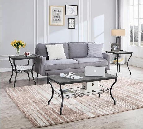 Brown 3-piece living room set with coffee table, featuring modern upholstery and wooden legs, perfect for contemporary home decor.